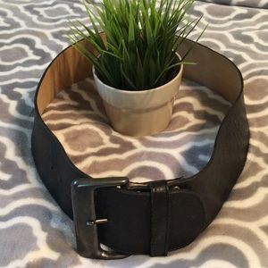 Wide Black Leather Belt